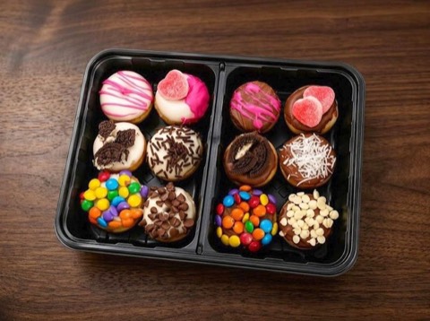 Dúo Perfecto — 12 mini donas (6 y 6) con 6 toppings a elección.